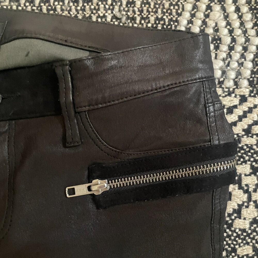 New RtA Black Lamb Leather Zip-Around Designer Pants NWOT Size 25 - Picture 4 of 13